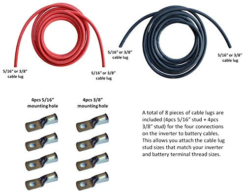 WindyNation 4/0 Gauge AWG (6 Feet Black + 6 Feet Red) Power Inverter Battery Cable Wire Kit for DC to AC Inverters RV, Car, Solar, Marine, Off-Grid