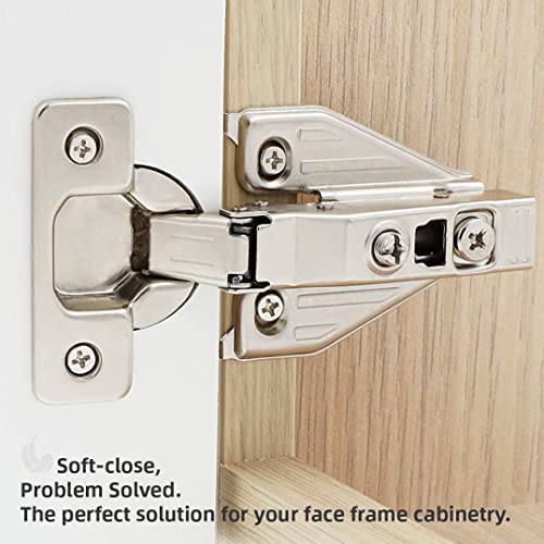 DecoBasics (20 PCS) Full Overlay Soft Close Cabinet Hinges for Kitchen Cabinets - 105° Face Frame Concealed Cabinet Door Hinge -3 Way Adjustability -Clip on Plate & Matching Screw 4 Easy Installation
