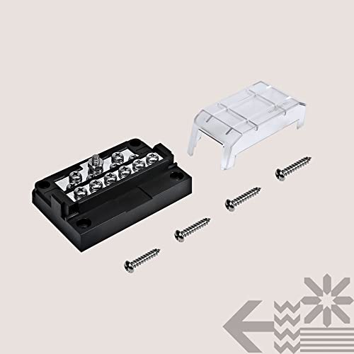 12-Way Modular Ground Terminal Block [Expand With Up To 12 Fuses] [Protective Cover] [Copper Bus Bar] Distribution Block for Truck Boat Automotive