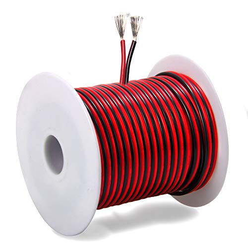100FT 18 AWG Gauge Electrical Wire, DC 12V Hookup Red Black Copper Stranded Auto 2 Cord, Flexible Extension Cable with Spool for LED Ribbon Lamp Light or Low Voltage Products by MILAPEAK