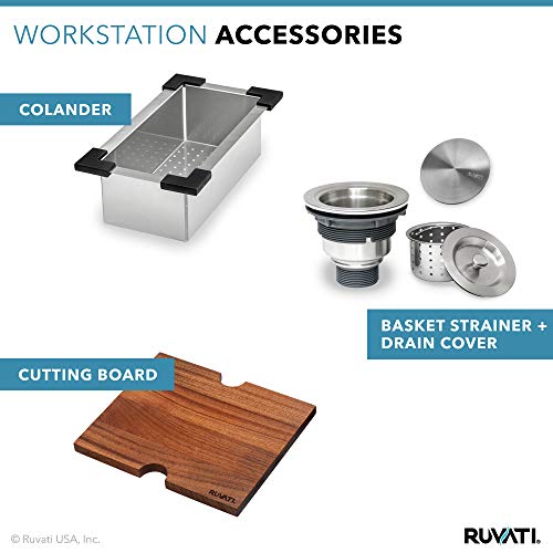 Ruvati 15 x 15 inch Workstation Drop-in Topmount Bar Prep RV Sink 16 Gauge Stainless Steel - RVH8215