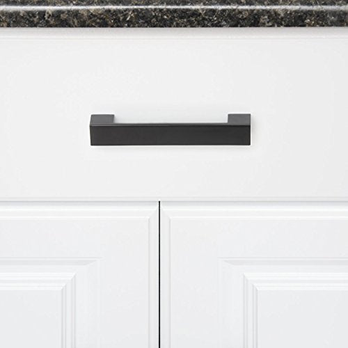 Amazon Basics Short Modern Cabinet Pull Handle, 6.38-inch Length (5-inch Hole Center), Flat Black, 10-Pack