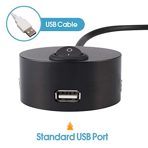 WisHomee DC 12V Reading Light with USB Charging Port, RV Interior Lights, Flexible LED Light Fixtures, Designed for Camper, Van, Boat and Motorhome (Black)