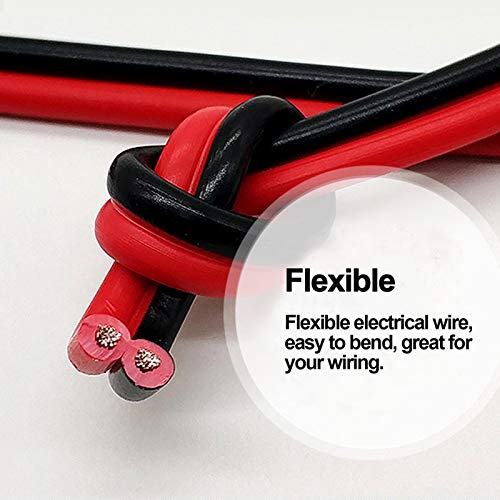 100FT 18 AWG Gauge Electrical Wire, DC 12V Hookup Red Black Copper Stranded Auto 2 Cord, Flexible Extension Cable with Spool for LED Ribbon Lamp Light or Low Voltage Products by MILAPEAK