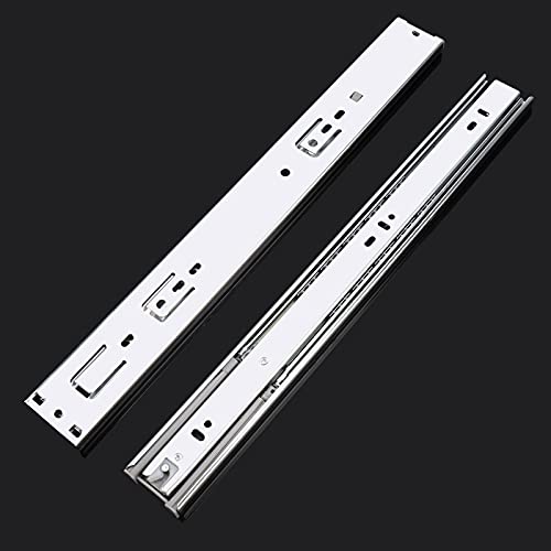 16" Side Mount Soft Closing Drawer Slides 2 Pair, Furniture Runner 3 Fold Full Extension Ball Bearing 100 LB Capacity Slides Satin Nickel Finish