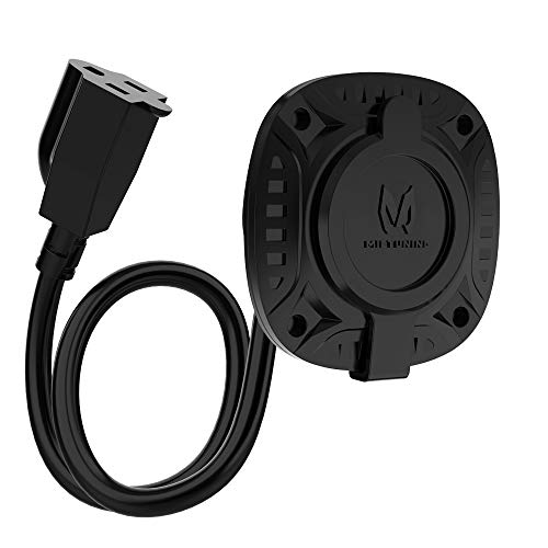 MICTUNING 13Amp 125V AC Port Plug with 16" Integrated Heavy Duty Extension Cord and Water-resistant Cap - Black