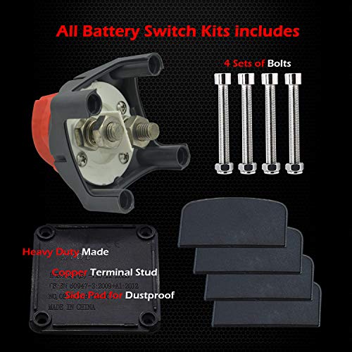 Ampper Battery Switch, 12-48 V Battery Power Cut Master Switch Disconnect Isolator for Car, Vehicle, RV and Boat (On/Off)