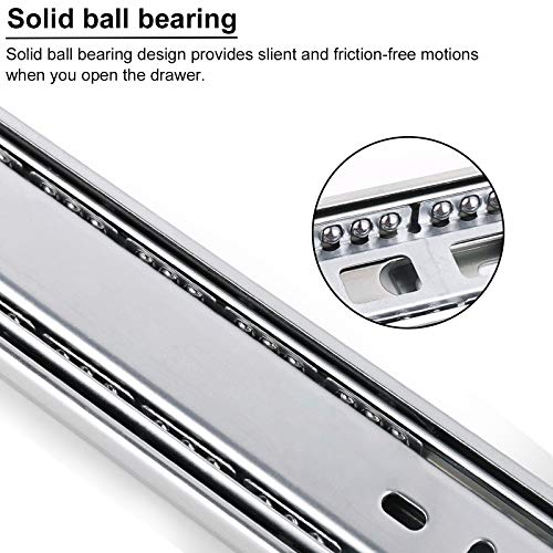 2 Sets Self/Closing Side Mount Drawer Slides 20" 3 Fold Full Extension Ball Bearing Satin Nickel Finish Cabinet&Drawer Hardware Runners with 100 lb.Load Capacity