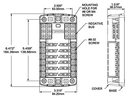 Blue Sea Systems Fuse Block ST Blade 12 Circuit with Ground and Cover, 5026