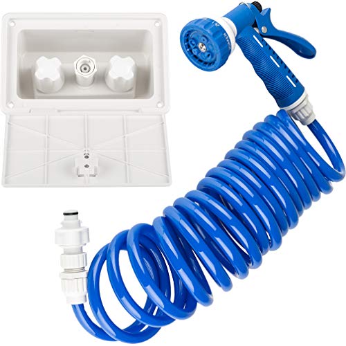 Dura Faucet DF-SA189-WT RV Exterior Quick Connect Sprayer, Hose, and Spray Box Kit (White)